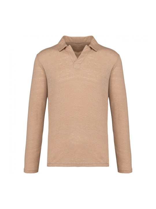 Polo manches longues en lin homme