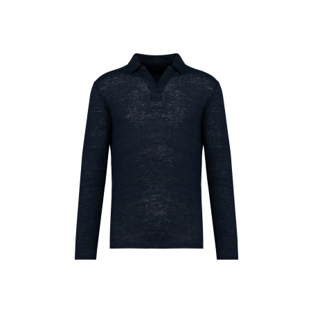 Polo manches longues en lin homme