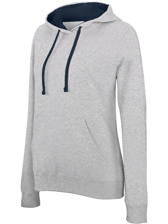 Sweat capuche contrasté Femme 280gr 80%coton 20%polyester