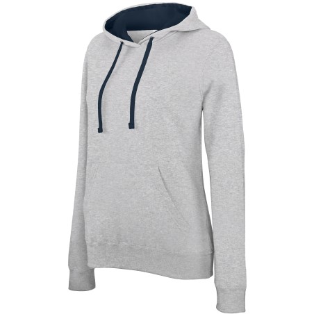 Sweat capuche contrasté Femme 280gr 80%coton 20%polyester