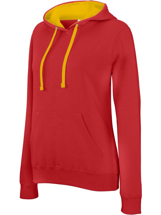 Sweat capuche contrasté Femme 280gr 80%coton 20%polyester