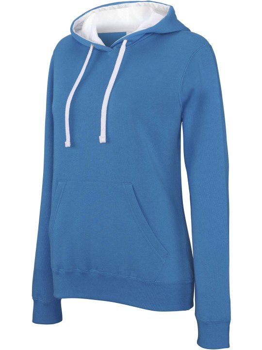 Sweat capuche contrasté Femme 280gr 80%coton 20%polyester