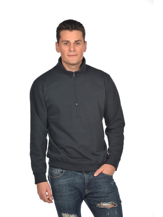 Sweat col zippé Homme 280gr 80%coton 20%polyester