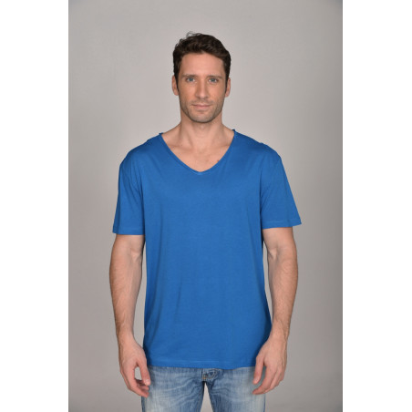 T-shirt col V 120 gr 50% coton 50% modal