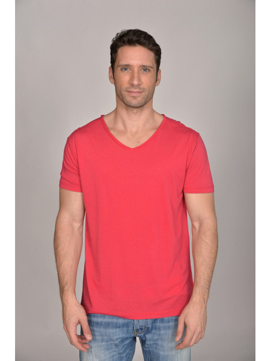 T-shirt col V 120 gr 50% coton 50% modal