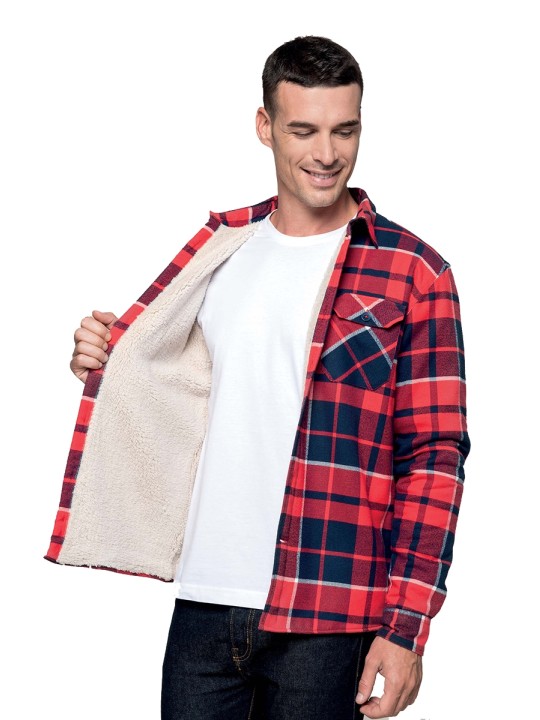 Surchemise à carreaux doublée sherpa 100%coton flanelle 190gr