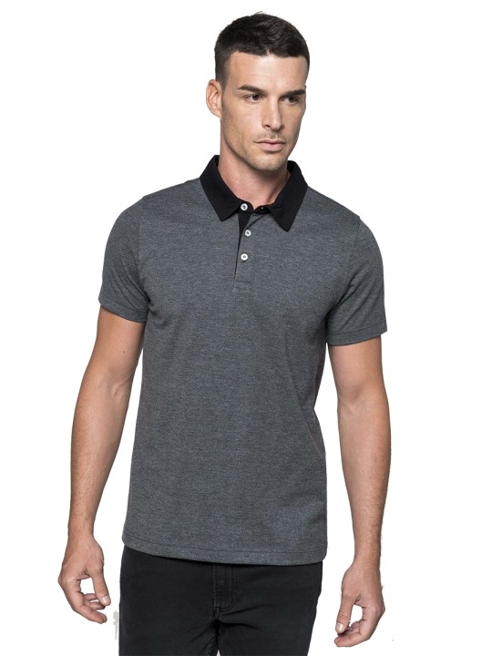 Polo jersey bicolore homme 180gr 65% polyester 35% cton