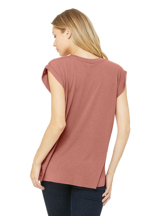 BE8804 - T-shirt Flowy à manches roulottées