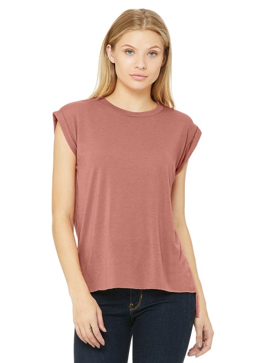 BE8804 - T-shirt Flowy à manches roulottées