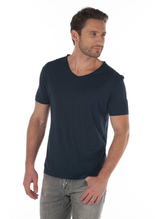 T-shirt col V 120 gr 50% coton 50% modal