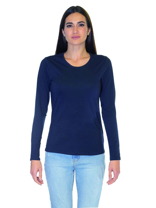 K3017 - T-shirt col rond manches longues femme