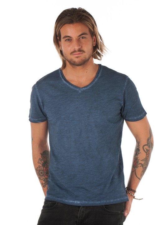 T-shirt col V slub 140 gr 100% coton peigné